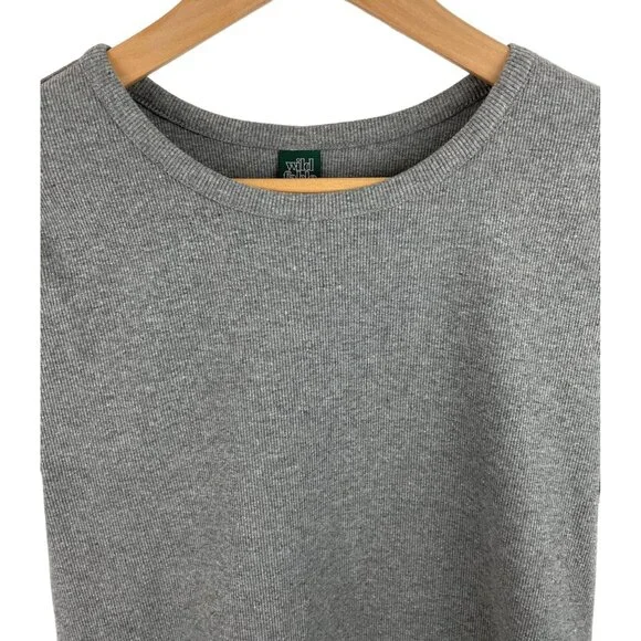 WIld Fable Womens XL Crop Top Gray Ribbed Form Fitting Short Sleeve Shirt - Picture 3 of 8